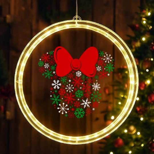 Minnie Mouse Icon Holiday Snowflakes LED Christmas Window Lights