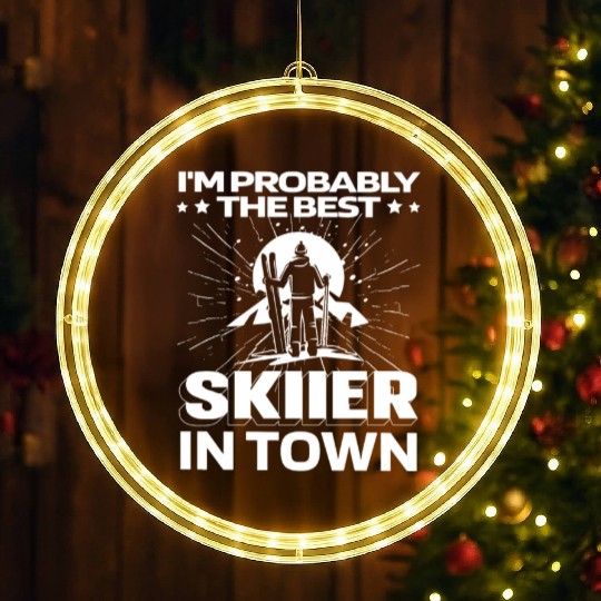 Skiing Skier Funny LED Christmas Window Lights