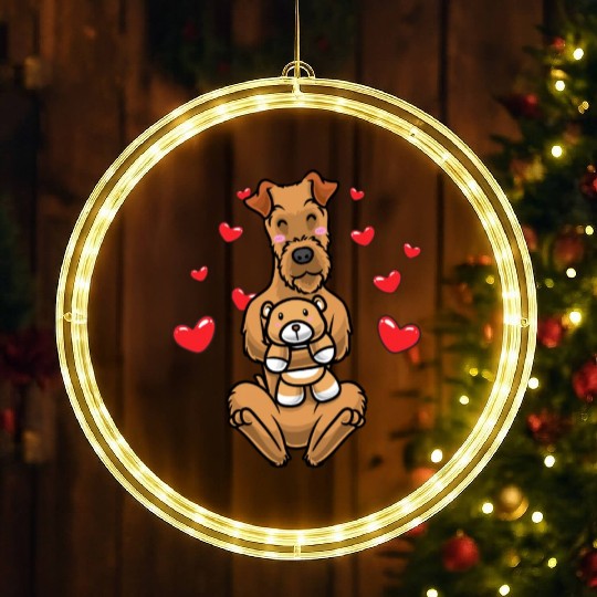 Kawaii Irish Terrier Stuffed Animal Dog Irish Red LED Christmas Window Lights