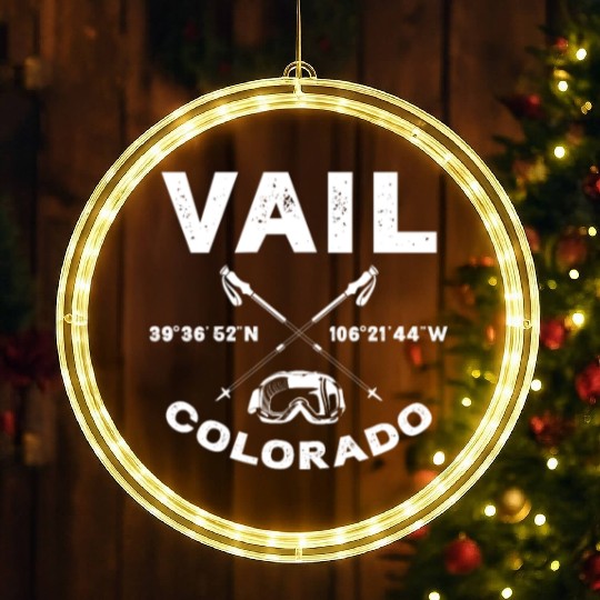 Vail Colorado, Skiing LED Christmas Window Lights