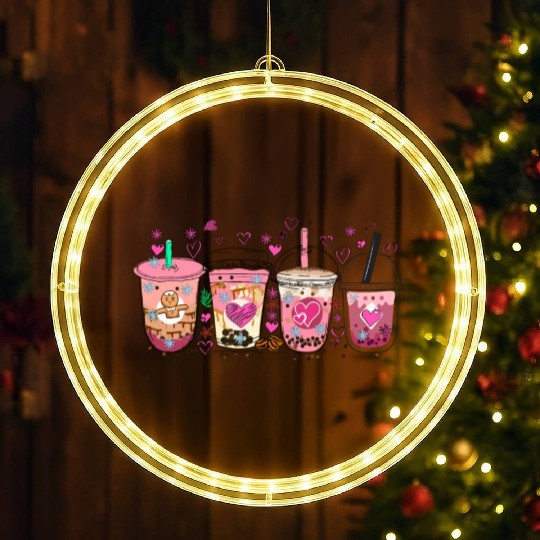 Valentine latte coffee lover, Valentine coffee LED Christmas Window Lights