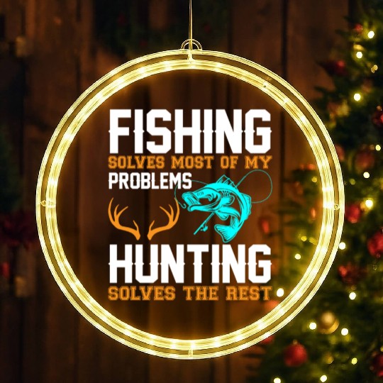 Fishing Solves Most Of My Problems LED Christmas Window Lights
