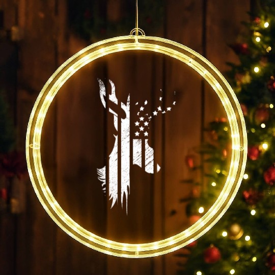 Camouflage Flag Deer Hunting America Flag LED Christmas Window Lights