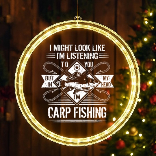 Carp Fishing Design For Men Funny Catfish And Carp LED Christmas Window Lights
