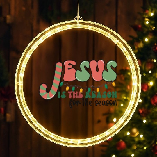 Jesus is The Reason for the Season Candy Christian LED Christmas Window Lights