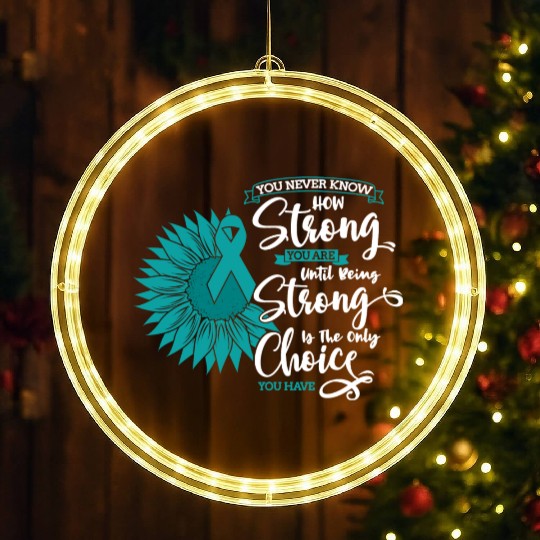 Cervical Cancer Awareness Month Teal Sunflower LED Christmas Window Lights