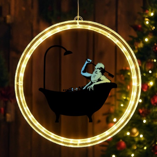 Banksy - Grandpa in the bathtub LED Christmas Window Lights