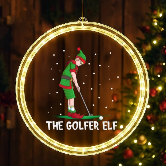 The Golfer Elf Golf Christmas Golfing LED Christmas Window Lights