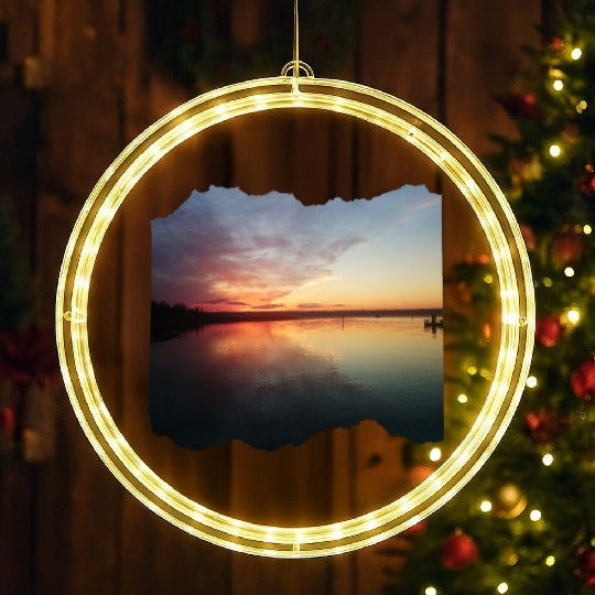 Beautiful photography of ocean waves and sunset LED Christmas Window Lights