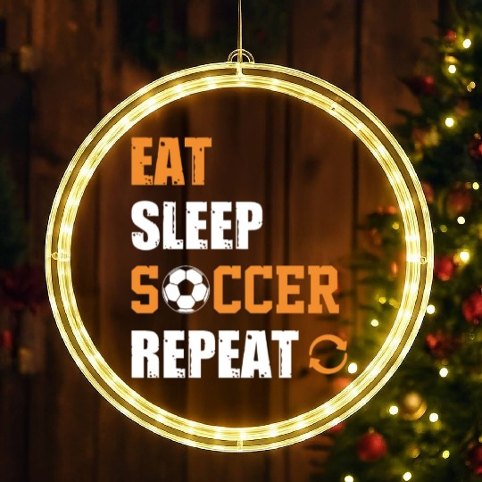 Eat Sleep Soccer Repeat LED Christmas Window Lights Soccer Player Coach