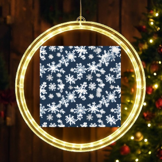 Snow pattern on navy blue background LED Christmas Window Lights
