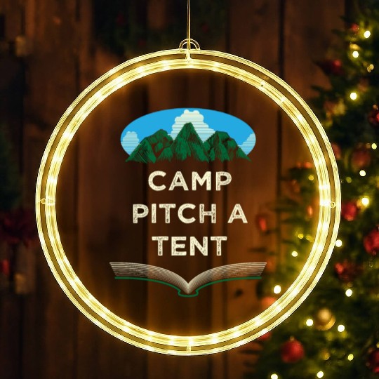 Camp Pitch a Tent Summer Camping Tropical Camper W LED Christmas Window Lights
