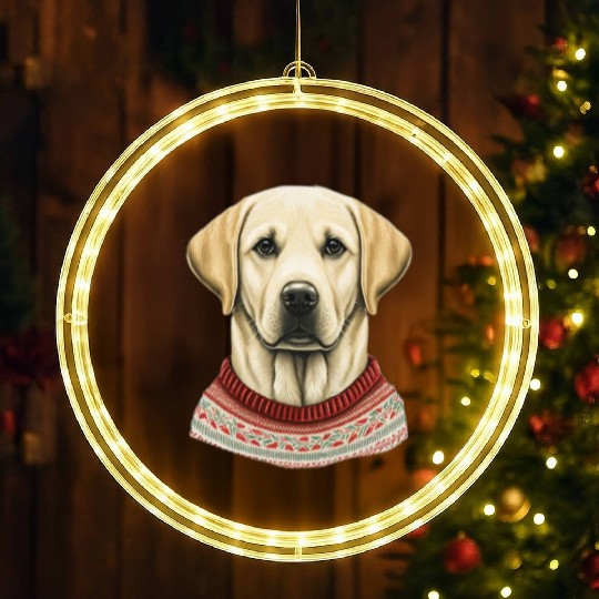 Festive Labrador Retriever in a Christmas Sweater LED Christmas Window Lights