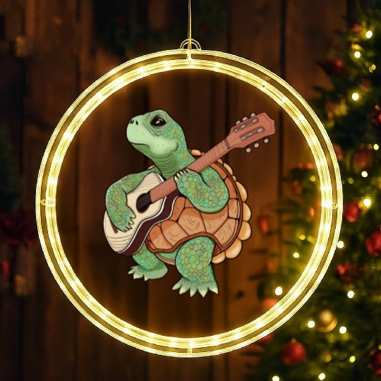A turtle and a guitar LED Christmas Window Lights