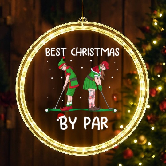 Golf Elf Pun Golfer Christmas Golfing LED Christmas Window Lights