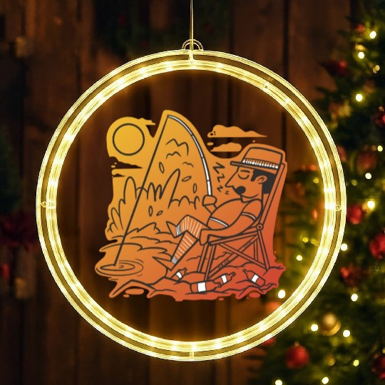 Fisherman sleeping fishing Fisherman sleeping fish LED Christmas Window Lights