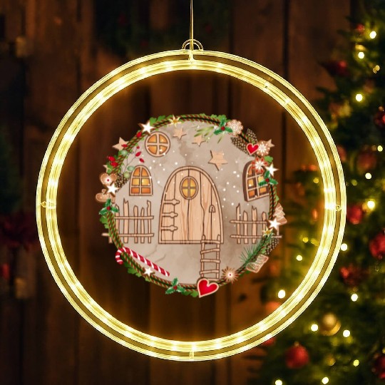 Elf door in Christmas wreath for Christmas LED Christmas Window Lights