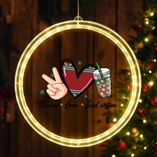 peace love iced coffee LED Christmas Window Lights