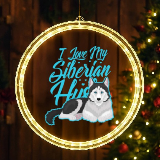 I Love My Siberian Husky LED Christmas Window Lights