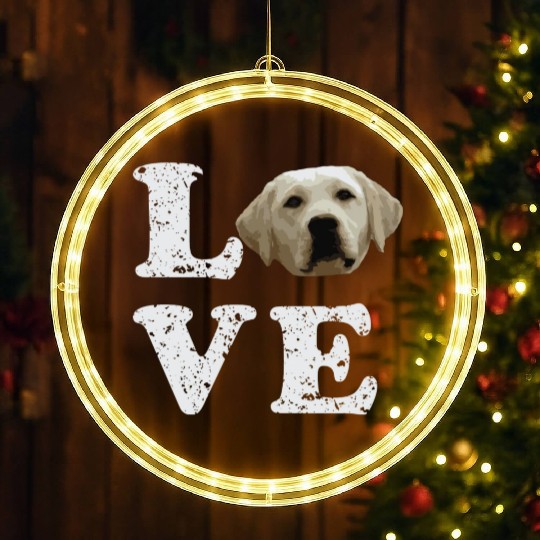 I Love My Yellow Lab Labrador Retriever Dog LED Christmas Window Lights