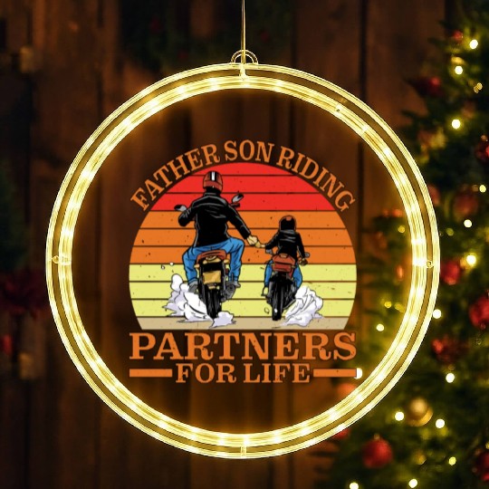 Father Son, Riding Partners For Life 4 LED Christmas Window Lights