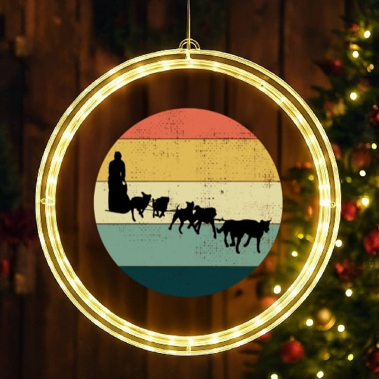 Husky Sledding Sled Dog Racing Alaskan Racers LED Christmas Window Lights