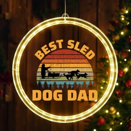 Husky Sledding Sled Dog Racing Alaskan Racers LED Christmas Window Lights