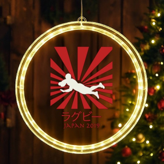 Rugby Try Japan 2019 Rising Sun Over World LED Christmas Window Lights