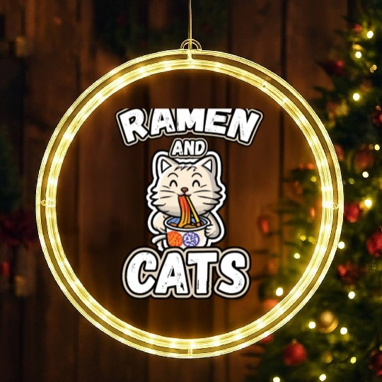 Ramen and cats LED Christmas Window Lights