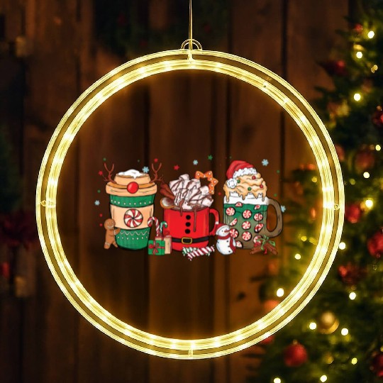 Christmas Hot Chocolate Cup LED Christmas Window Lights