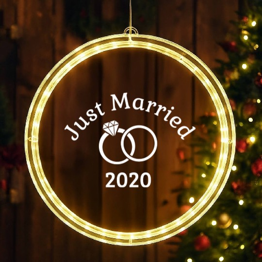 Matching Couple Bride Groom Newlywed Just Married LED Christmas Window Lights
