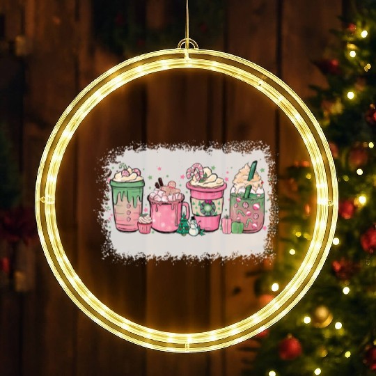 Hot Chocolate Cup Peppermint Mocha LED Christmas Window Lights