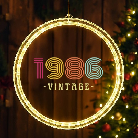 Neon Rainbow Retro Birthday Year Vintage 1986 LED Christmas Window Lights