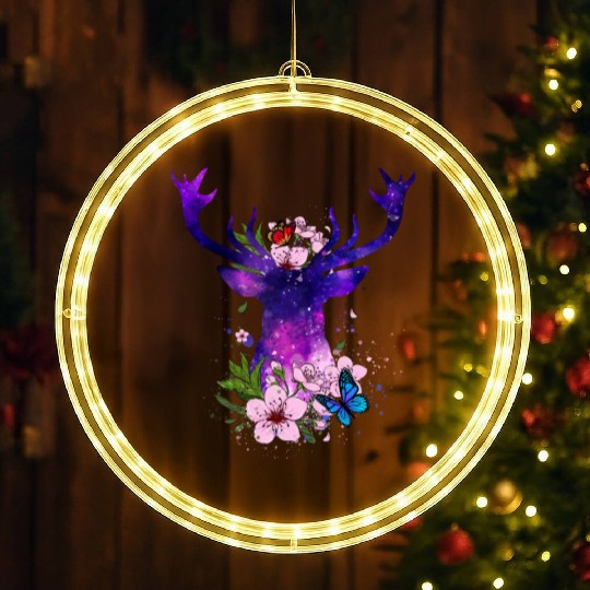Floral Galaxy Deer LED Christmas Window Lights