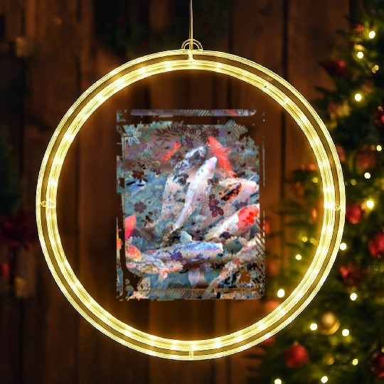 Japan Koi Fish Pond Collage Art 88 LED Christmas Window Lights