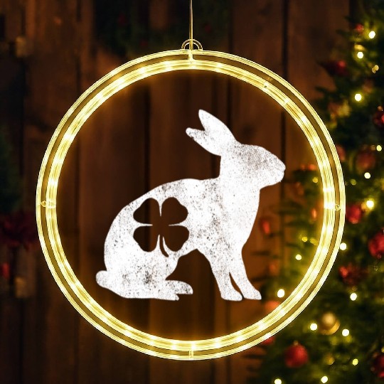 St Patrick's Day Rabbit Bunny Irish Green Shamrock LED Christmas Window Lights