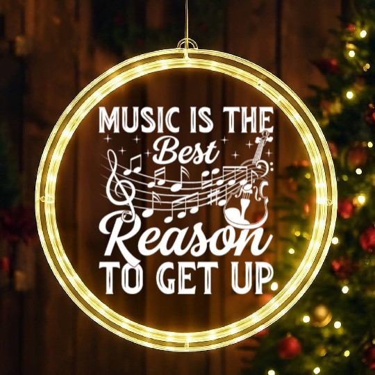 Music Is The Best Reason To Get Up - Double Bass P LED Christmas Window Lights