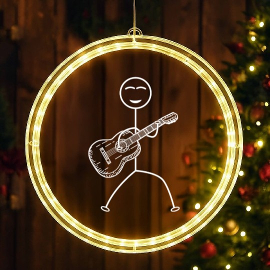 Guitar Player Stick Figure Funny Stick Figure Guit LED Christmas Window Lights