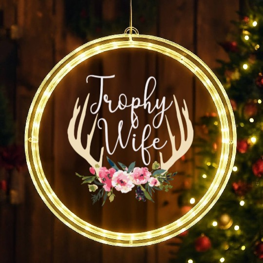 Trophy Wife Cute Deer Antlers Flowers Hunters Wife LED Christmas Window Lights