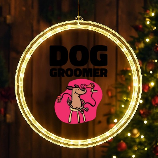 Dog Groomer Canine Grooming Hygiene LED Christmas Window Lights