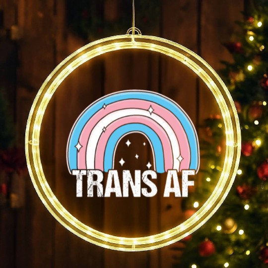 Trans AF Transsexual Transgender Pride Flag Rainbo LED Christmas Window Lights
