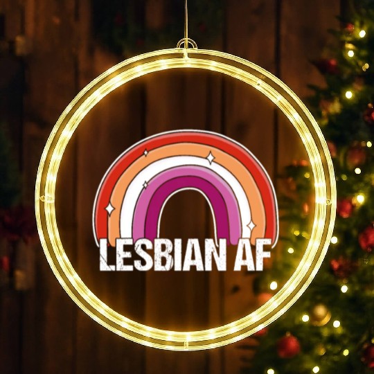 Lesbian AF Gay Girls Pride Flag Rainbow LED Christmas Window Lights