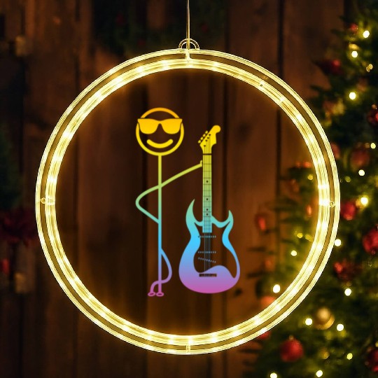 Funny Guitar Player - Funny Stick Figure Bass Guit LED Christmas Window Lights