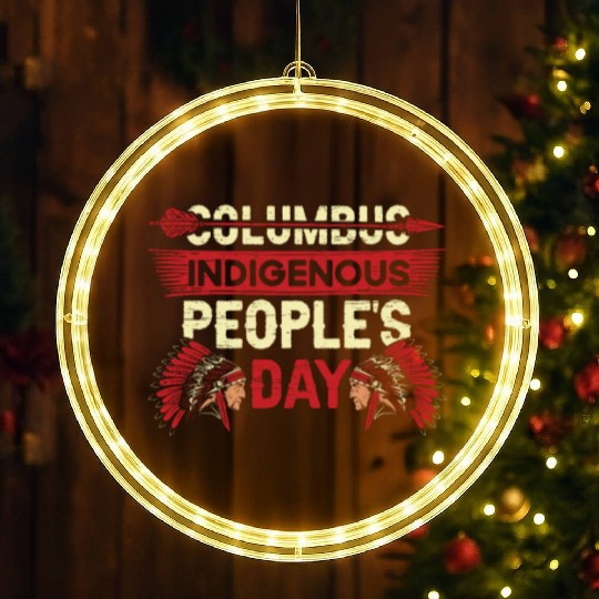 Indigenous People's Native Indian American Anti LED Christmas Window Lights