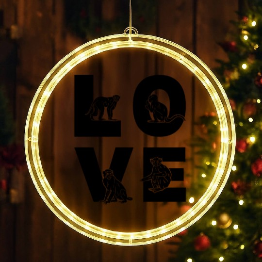 Monkey LOVE Orangutan Monkeys - Cute Monkeys LED Christmas Window Lights
