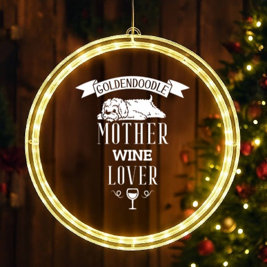 Goldendoodle Mother Wine Lover LED Christmas Window Lights