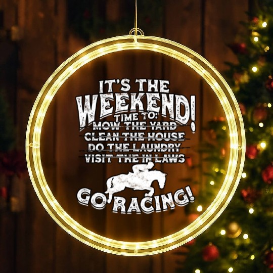 Horse Racing Equestrian Horseback Horse Racer LED Christmas Window Lights