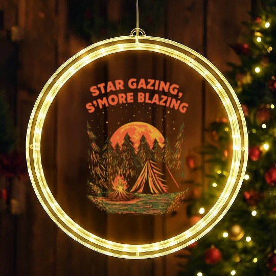 Star Gazing Smore Blazing Camping Friends Camper B LED Christmas Window Lights