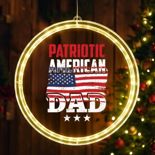 Patriotic American Dad Patriot US USA LED Christmas Window Lights