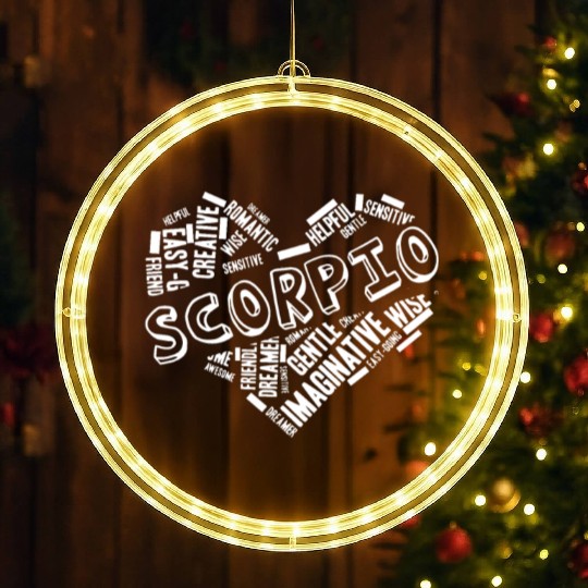 Scorpio Heart Word Cloud Doodle Astrology Zodiac S LED Christmas Window Lights